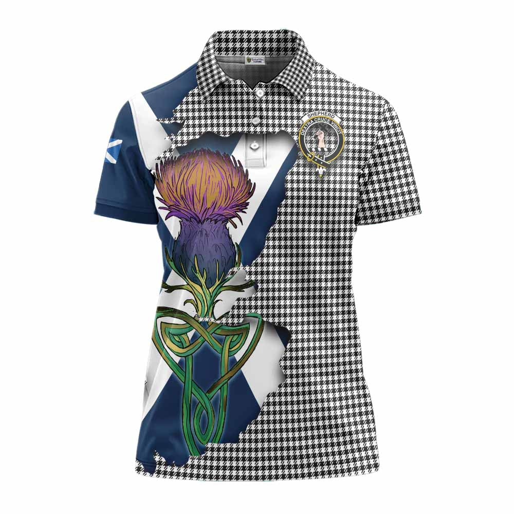Tartan Vibes Clothing Shepherd Tartan Family Crest Women's Polo Shirt Scottish Thistle Celtic Inspired
