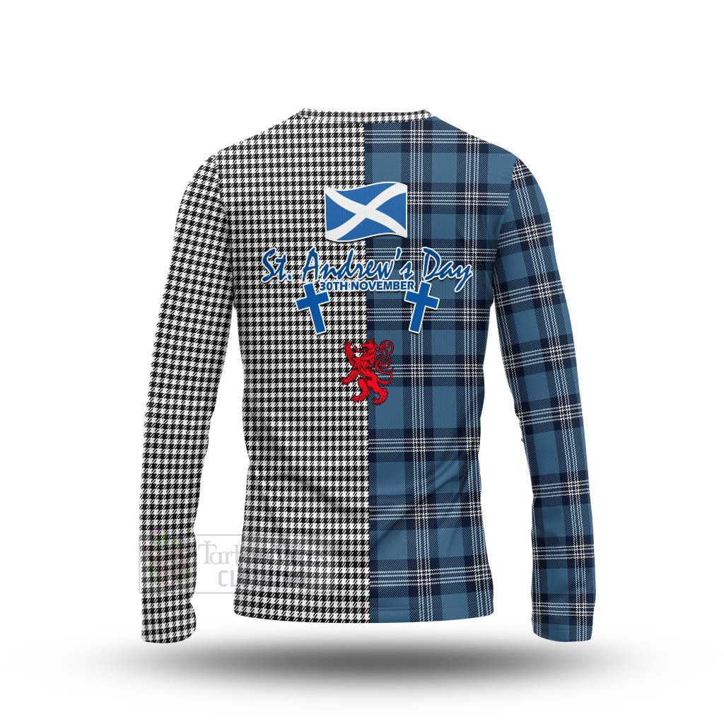 Shepherd Tartan Long Sleeve T-Shirt Happy St. Andrew's Day Half Tartan Style - Tartan Vibes Clothing