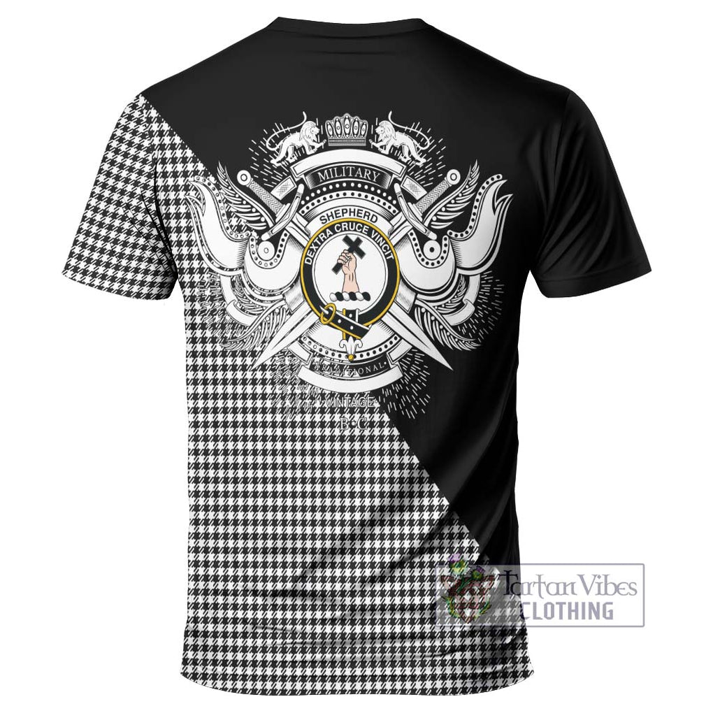 Shepherd Tartan T-Shirt with Family Crest and Military Logo Style - Tartanvibesclothing Shop