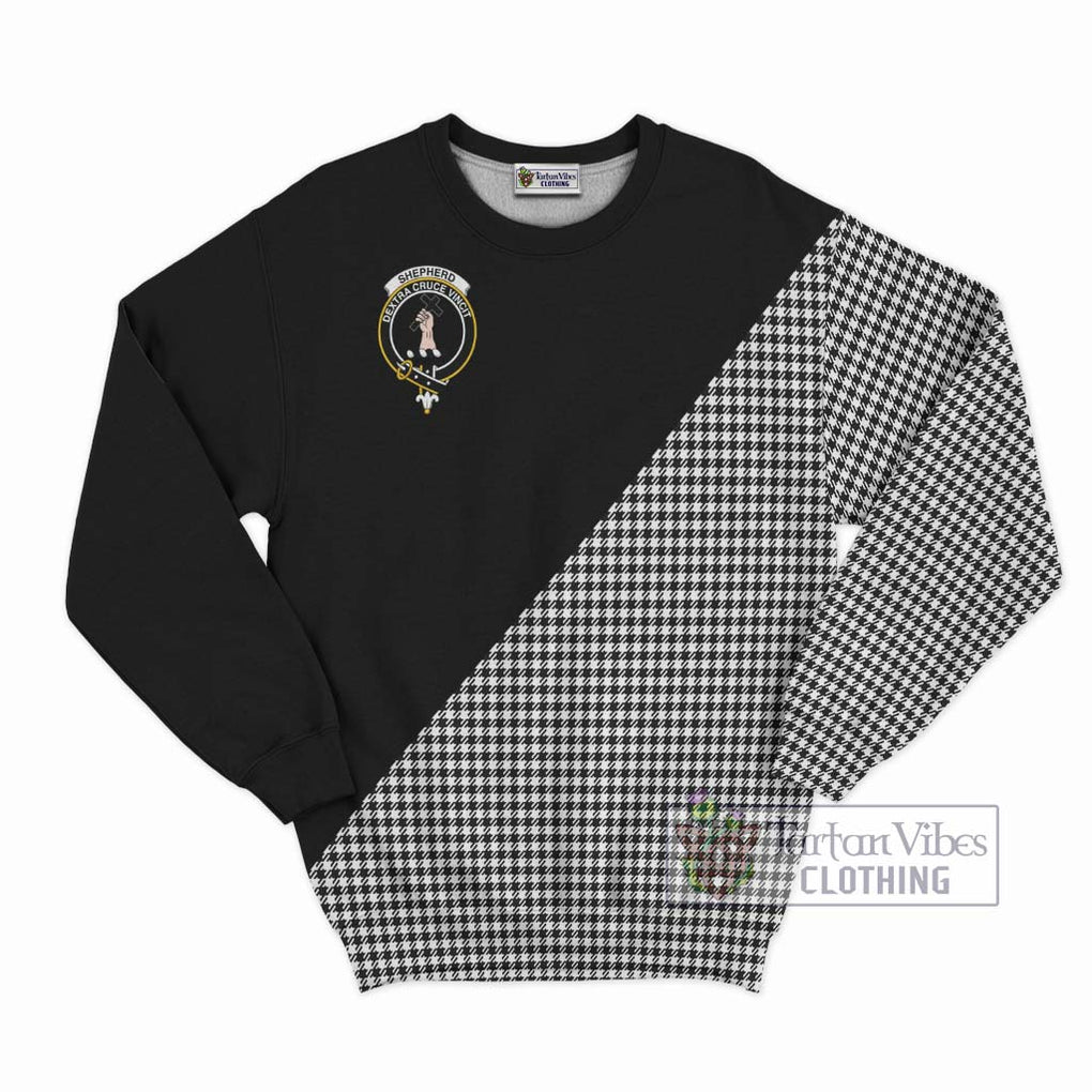 Shepherd Tartan Sweatshirt with Family Crest and Military Logo Style - Tartanvibesclothing Shop