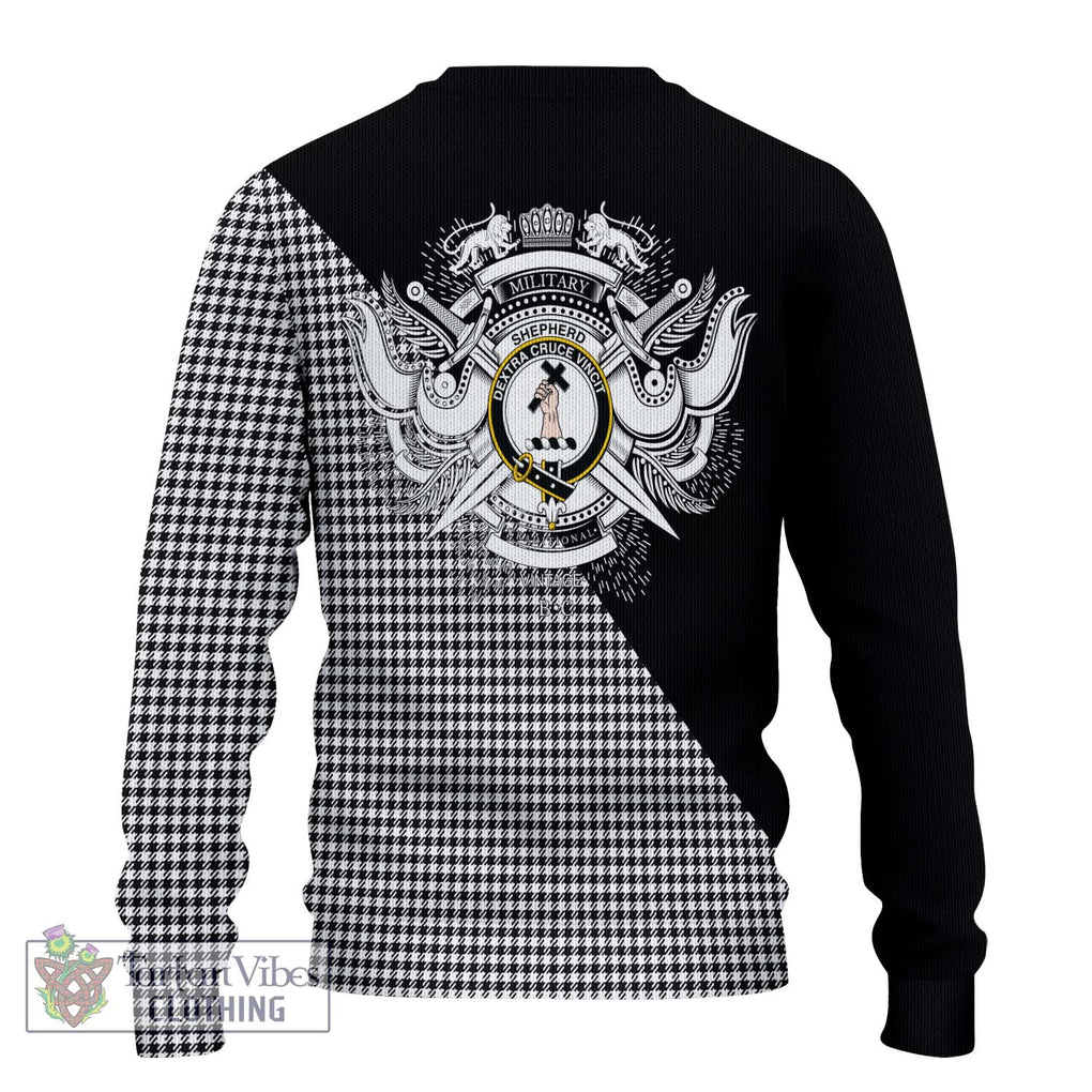 Shepherd Tartan Knitted Sweater with Family Crest and Military Logo Style - Tartanvibesclothing Shop
