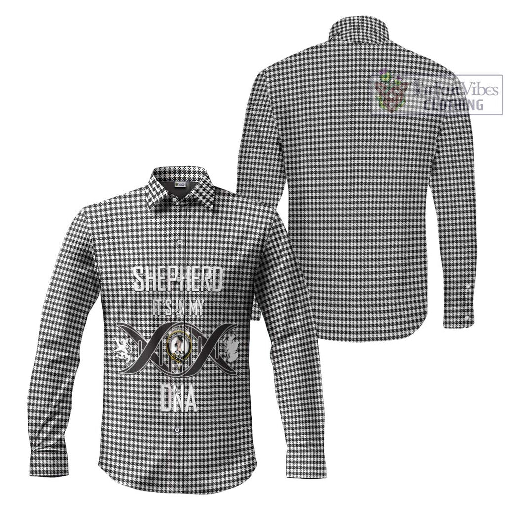 Shepherd Tartan Long Sleeve Button Shirt with Family Crest DNA In Me Style Men's Shirt - Tartanvibesclothing Shop