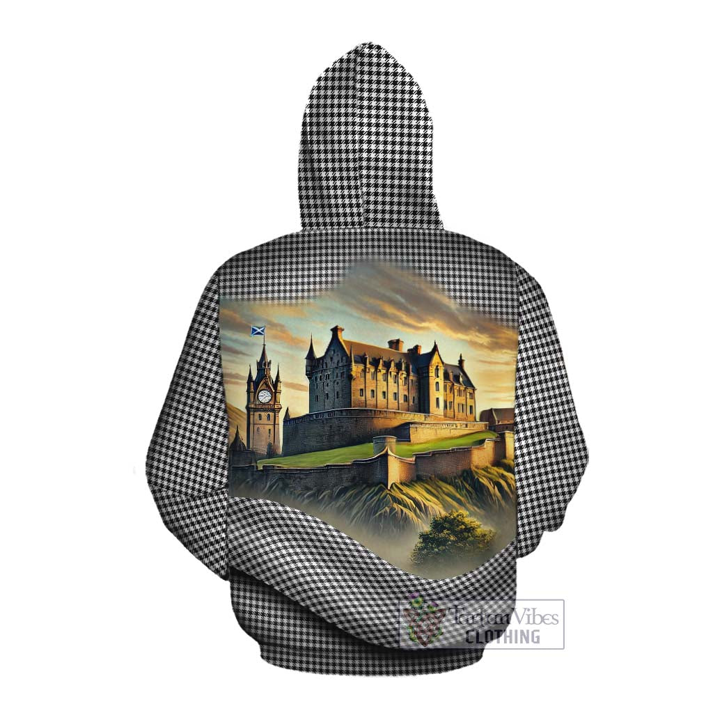 Tartan Vibes Clothing Shepherd Tartan Family Crest Cotton Hoodie with Scottish Ancient Castle Style