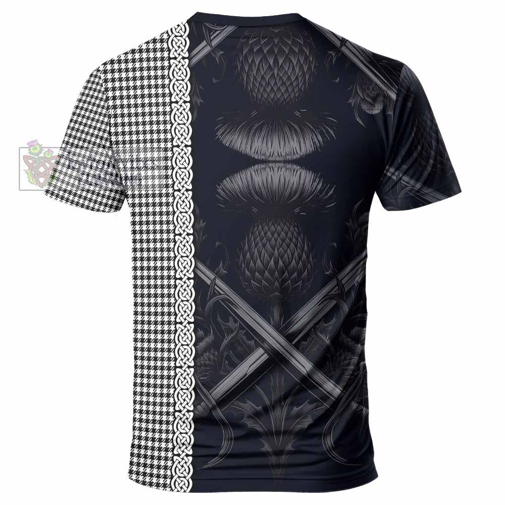 Tartan Vibes Clothing Shepherd Tartan T-Shirt with Family Crest Cross Sword Thistle Celtic Vibes