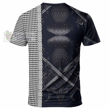 Tartan Vibes Clothing Shepherd Tartan T-Shirt with Family Crest Cross Sword Thistle Celtic Vibes
