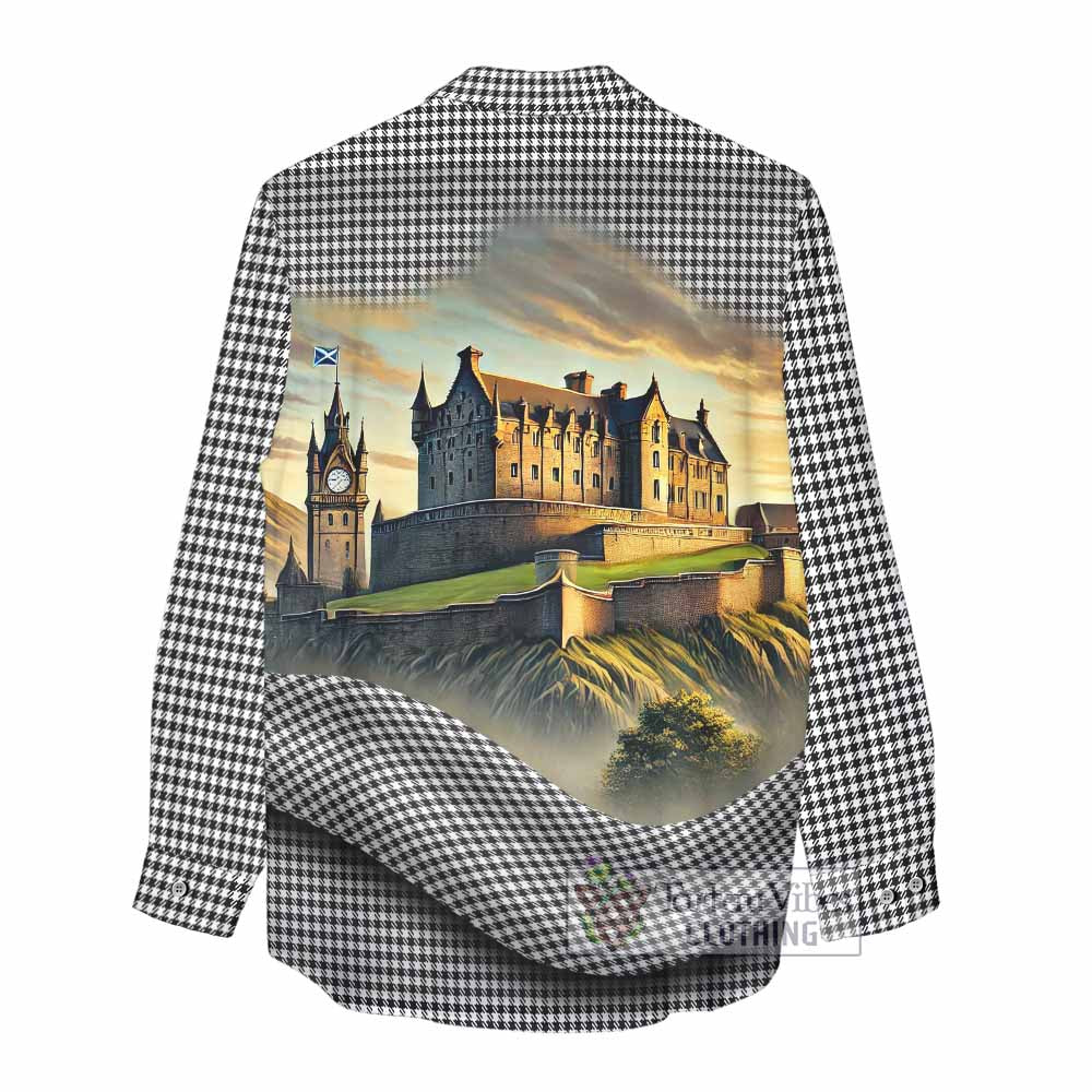 Tartan Vibes Clothing Shepherd Tartan Family Crest Women's Casual Shirt with Scottish Ancient Castle Style