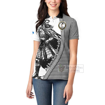 Tartan Vibes Clothing Shepherd Tartan Clan Crest Women's Polo Shirt with Highlander Warrior Celtic Style