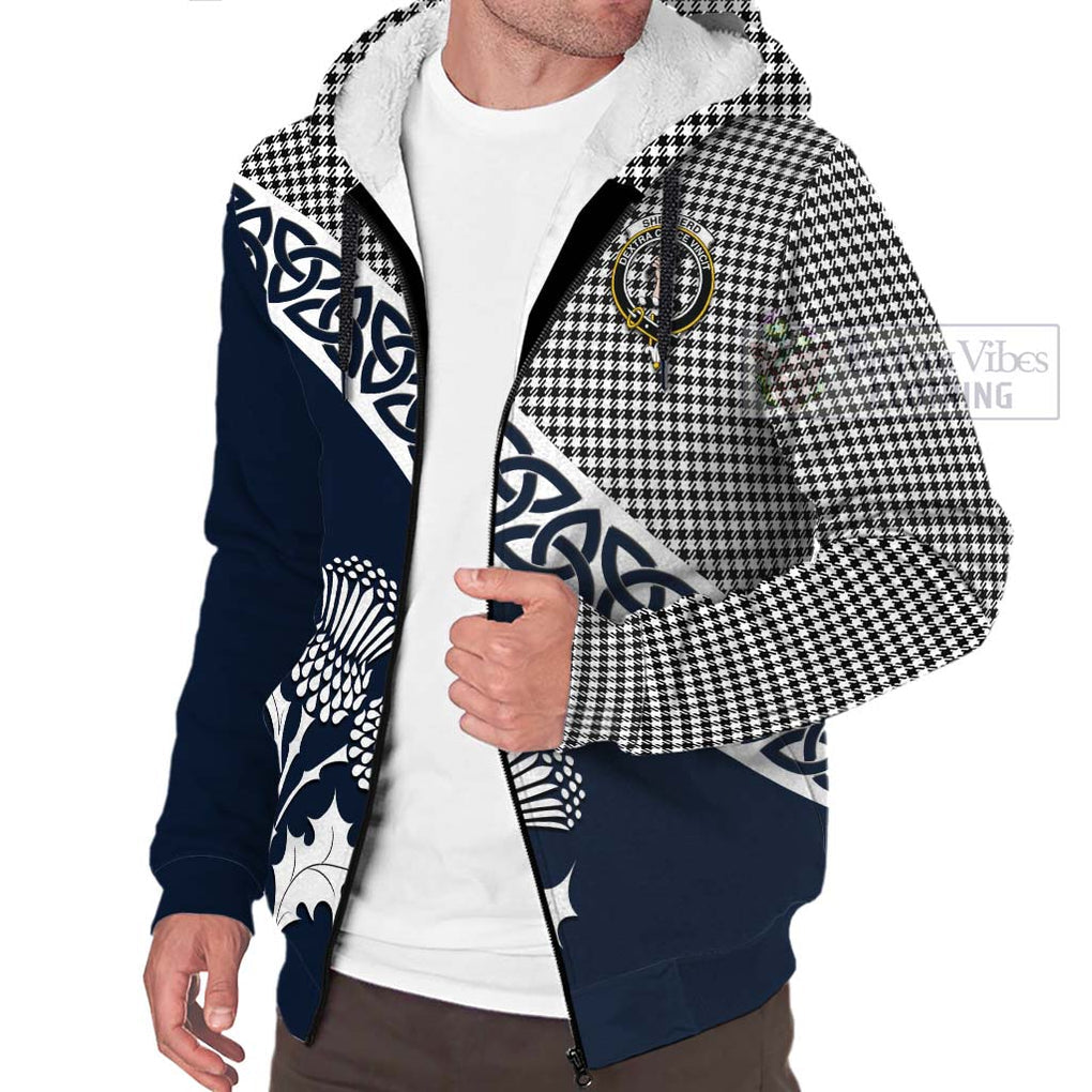 Tartan Vibes Clothing Shepherd Tartan Sherpa Hoodie Featuring Thistle and Scotland Map