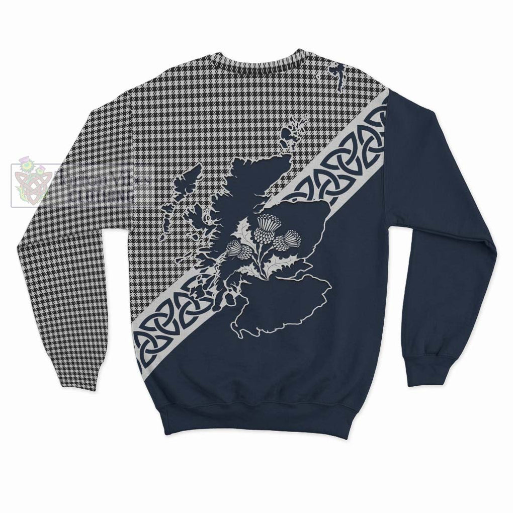 Tartan Vibes Clothing Shepherd Tartan Sweatshirt Featuring Thistle and Scotland Map