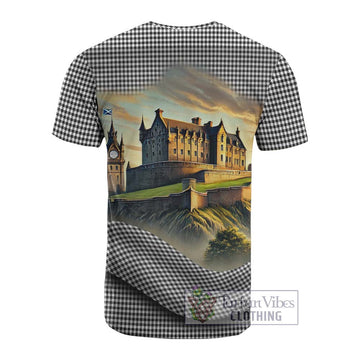Tartan Vibes Clothing Shepherd Tartan Family Crest Cotton T-shirt with Scottish Ancient Castle Style