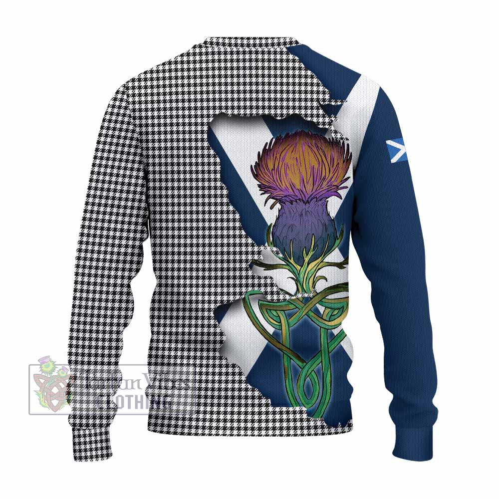 Tartan Vibes Clothing Shepherd Tartan Family Crest Knitted Sweater Scottish Thistle Celtic Inspired