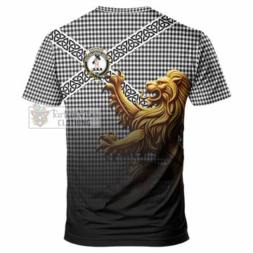 Tartan Vibes Clothing Shepherd Crest Tartan T-Shirt with Golden Lion Emblem Celtic Style