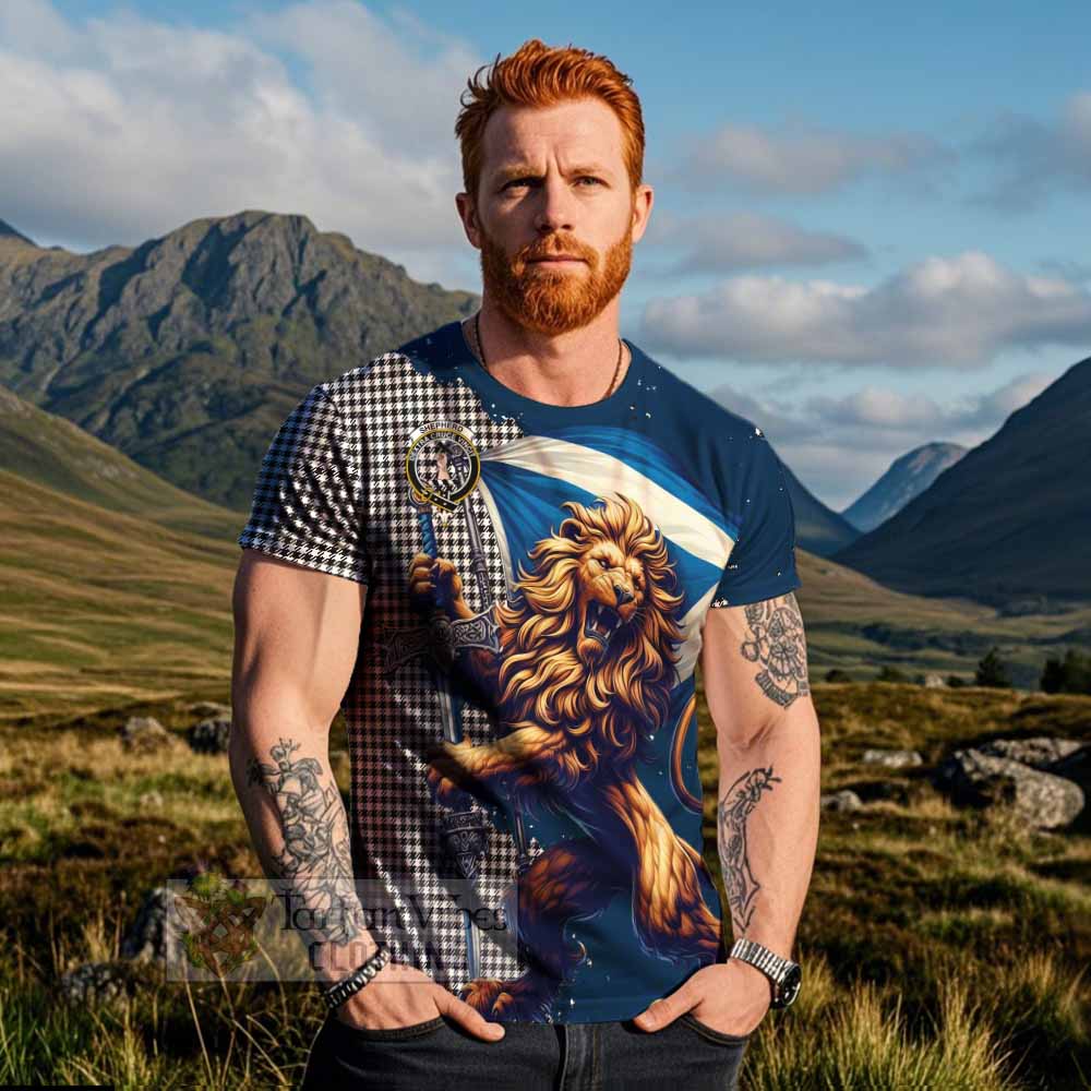 Tartan Vibes Clothing Shepherd Tartan Family Crest T-Shirt with Scottish Majestic Lion