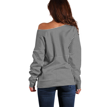 Shepherd Tartan Off Shoulder Women Sweater with Family Crest