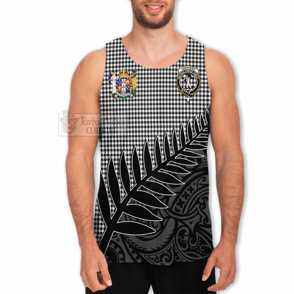 Tartan Vibes Clothing Shepherd Crest Tartan Men's Tank Top with New Zealand Silver Fern Half Style