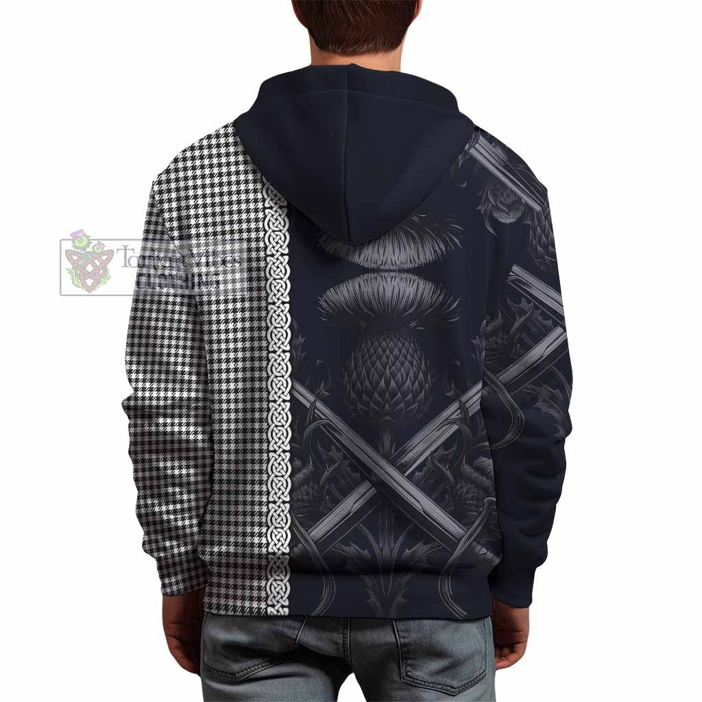 Tartan Vibes Clothing Shepherd Tartan Hoodie with Family Crest Cross Sword Thistle Celtic Vibes