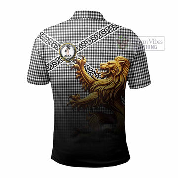 Shepherd Crest Tartan Polo Shirt with Golden Lion Emblem Celtic Style