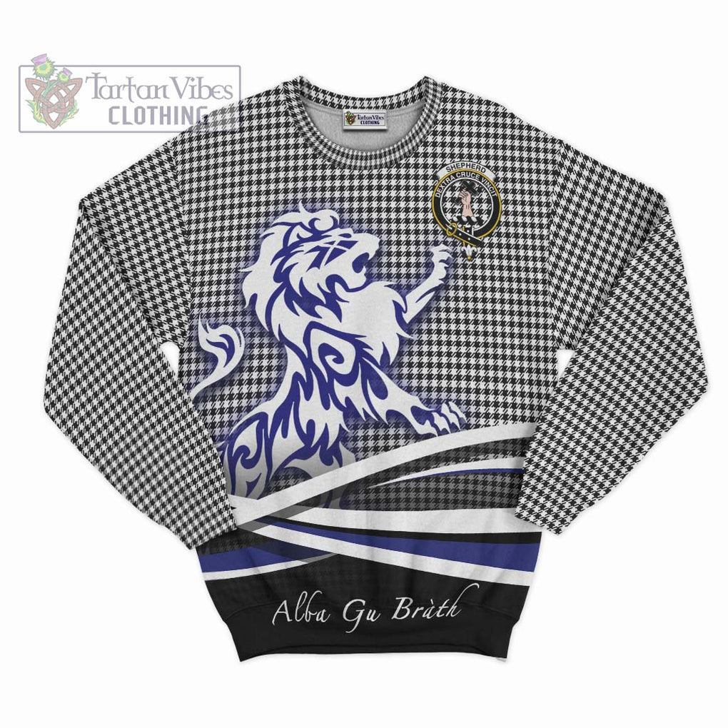 Shepherd Tartan Sweatshirt with Alba Gu Brath Regal Lion Emblem - Tartanvibesclothing Shop