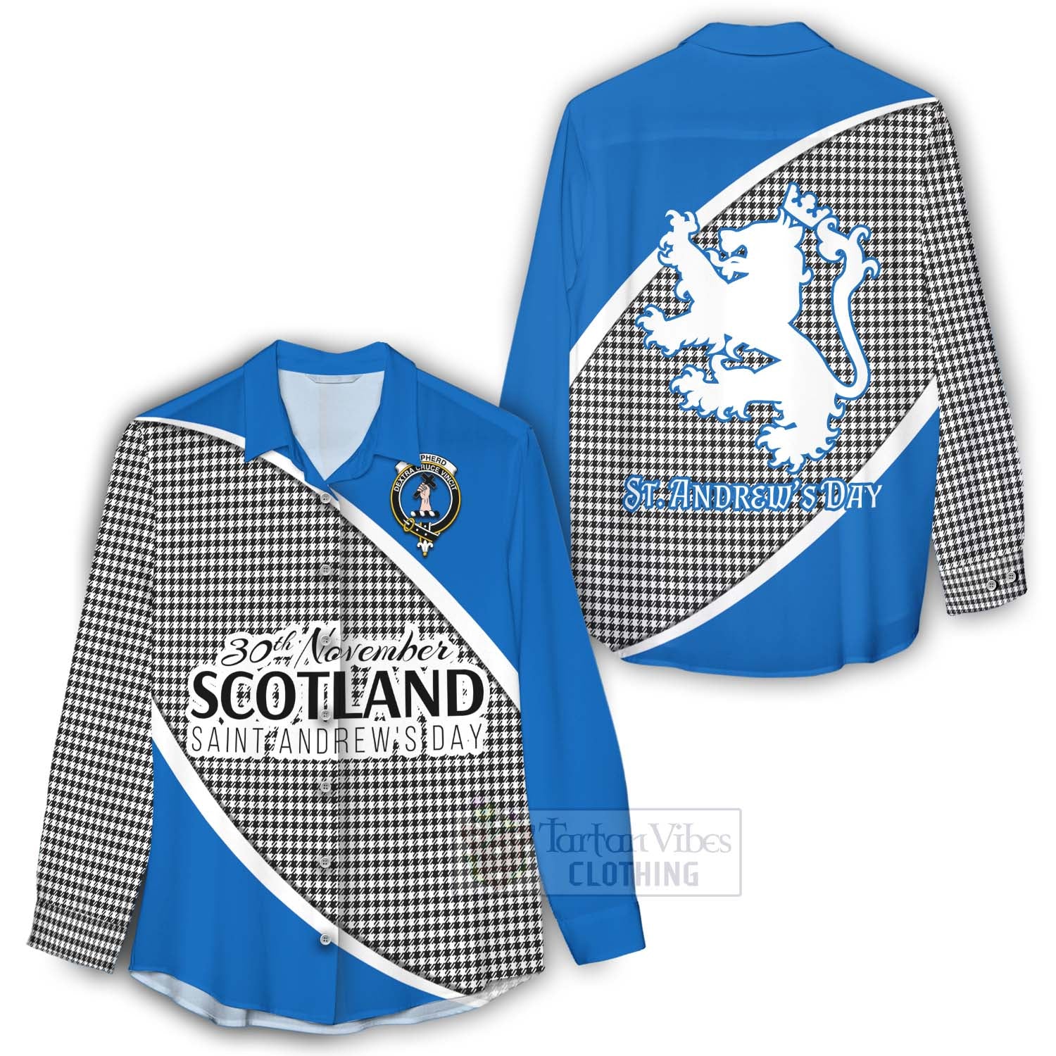 Tartan Vibes Clothing Shepherd Family Crest Tartan Women's Casual Shirt Celebrate Saint Andrew's Day in Style