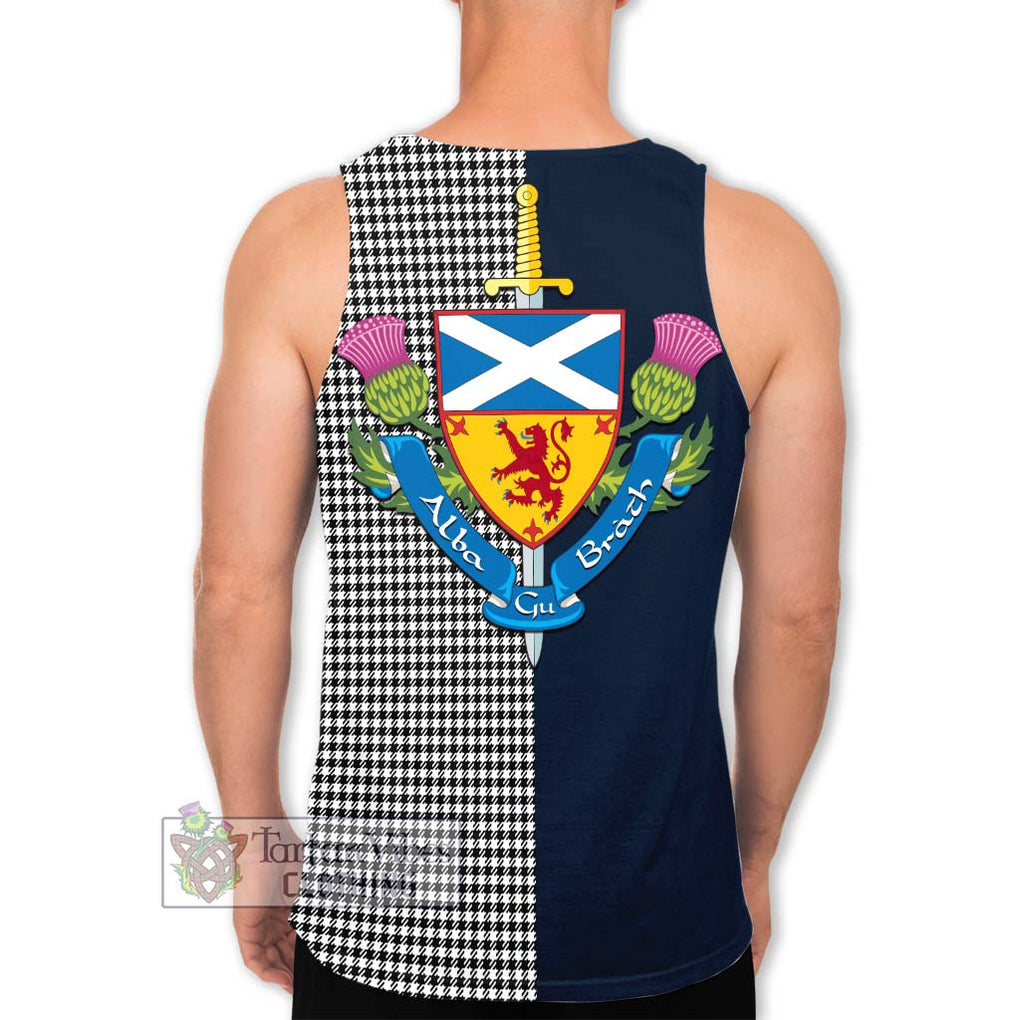 Tartan Vibes Clothing Shepherd Tartan Men's Tank Top with Scottish Lion Royal Arm Half Style