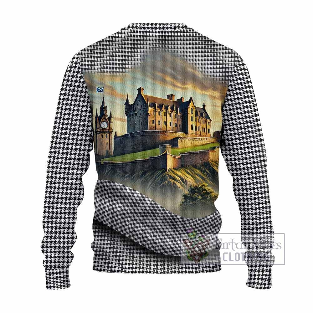 Tartan Vibes Clothing Shepherd Tartan Family Crest Knitted Sweater with Scottish Ancient Castle Style