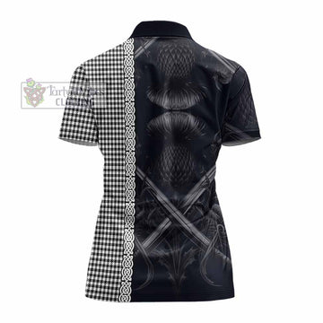 Tartan Vibes Clothing Shepherd Tartan Women's Polo Shirt with Family Crest Cross Sword Thistle Celtic Vibes