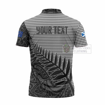 Tartan Vibes Clothing Shepherd Crest Tartan Zipper Polo Shirt with New Zealand Silver Fern Half Style