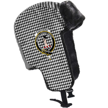 Shepherd Tartan Winter Trapper Hat with Family Crest