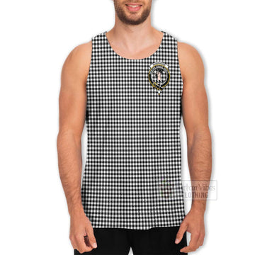 Tartan Vibes Clothing Shepherd Tartan Men's Tank Top with Family Crest and Bearded Skull Holding Bottles of Whiskey