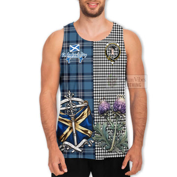 Tartan Vibes Clothing Shepherd Tartan Men's Tank Top Happy St. Andrew's Day Half Tartan Style
