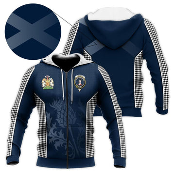 Shepherd Tartan Knitted Hoodie with Family Crest and Scottish Thistle Vibes Sport Style