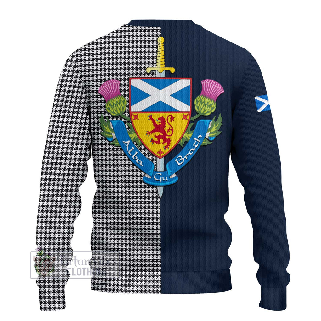 Tartan Vibes Clothing Shepherd Tartan Knitted Sweater with Scottish Lion Royal Arm Half Style