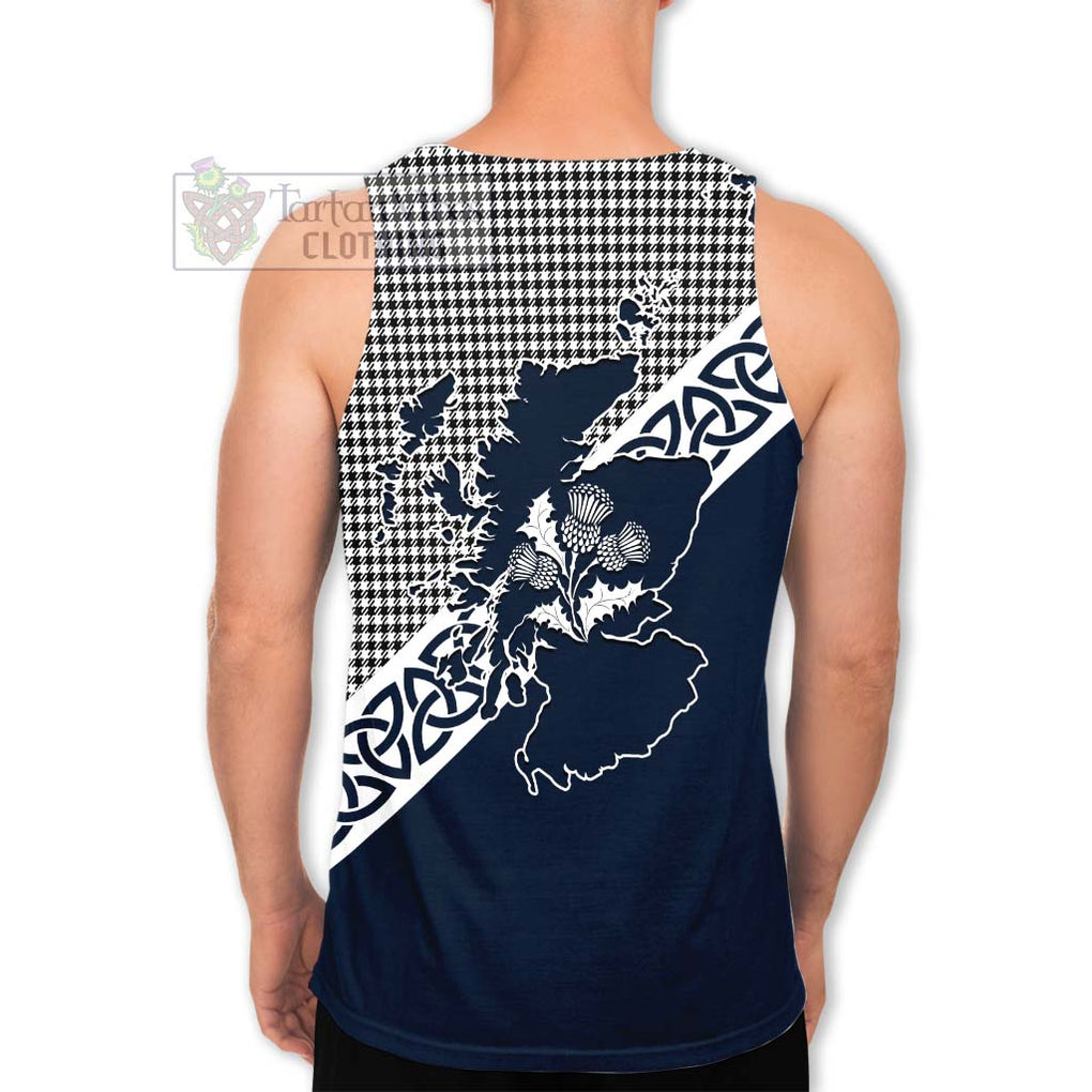 Tartan Vibes Clothing Shepherd Tartan Men's Tank Top Featuring Thistle and Scotland Map