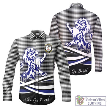 Shepherd Tartan Long Sleeve Button Up Shirt with Alba Gu Brath Regal Lion Emblem