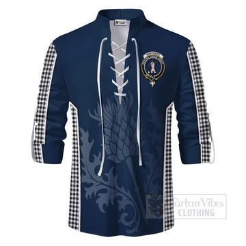 Tartan Vibes Clothing Shepherd Tartan Ghillie Kilt Shirt with Family Crest and Scottish Thistle Vibes Sport Style