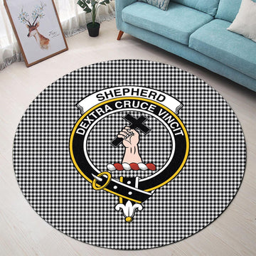 Shepherd Tartan Round Rug with Family Crest