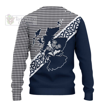 Tartan Vibes Clothing Shepherd Tartan Knitted Sweater Featuring Thistle and Scotland Map