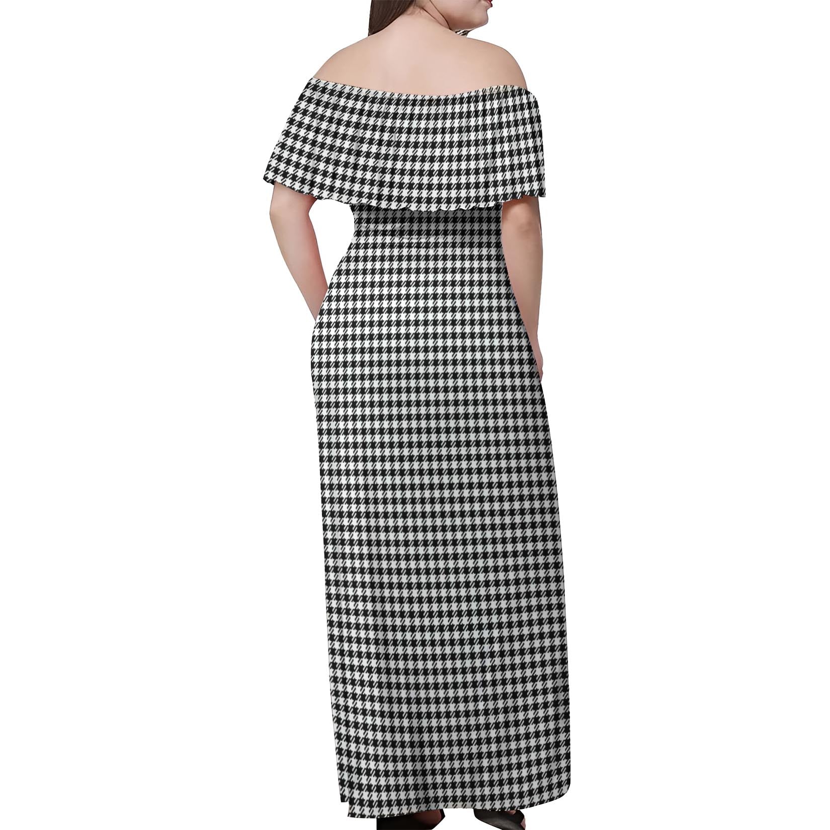 Shepherd Tartan Off Shoulder Long Dress - Tartanvibesclothing