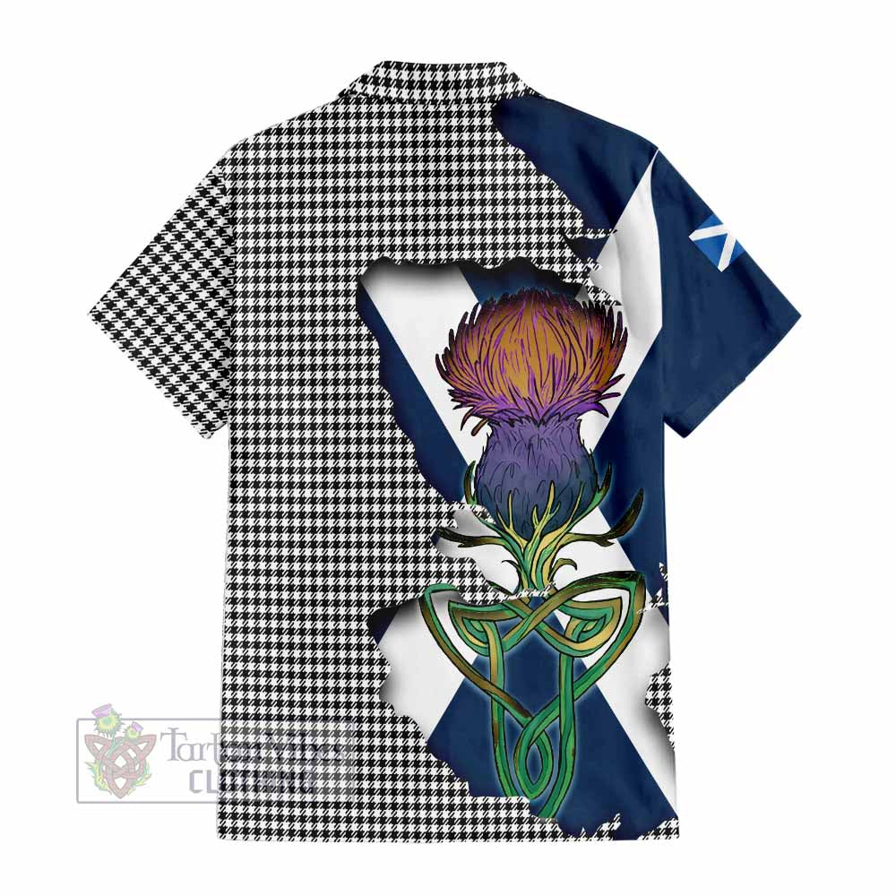 Tartan Vibes Clothing Shepherd Tartan Family Crest Short Sleeve Button Shirt Scottish Thistle Celtic Inspired