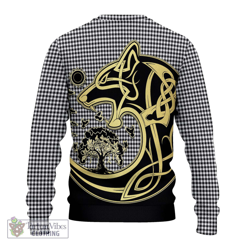 Shepherd Tartan Knitted Sweater with Family Crest Celtic Wolf Style - Tartan Vibes Clothing