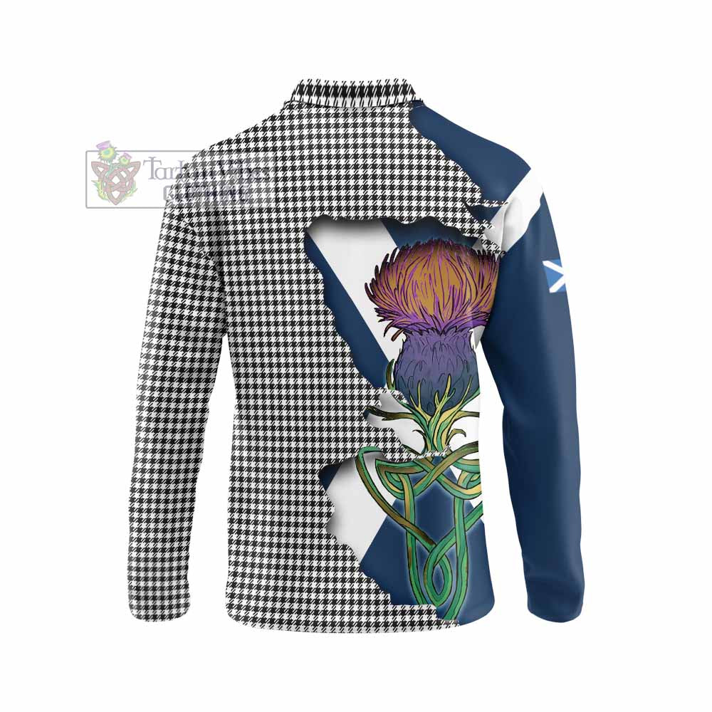 Tartan Vibes Clothing Shepherd Tartan Family Crest Long Sleeve Polo Shirt Scottish Thistle Celtic Inspired