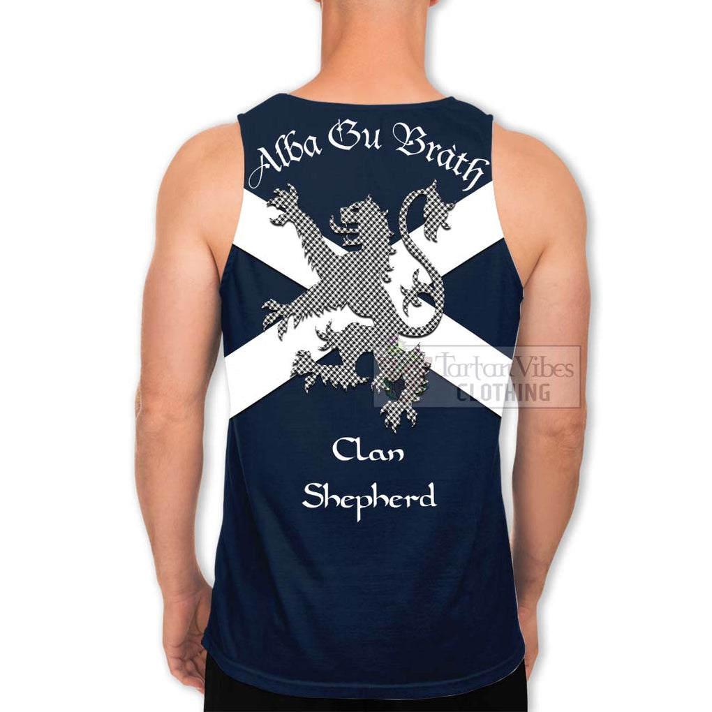 Tartan Vibes Clothing Shepherd Tartan Lion Rampant Men's Tank Top – Proudly Display Your Heritage with Alba Gu Brath and Clan Name