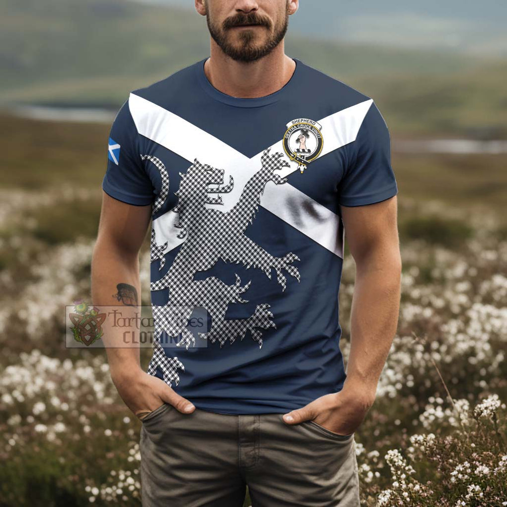 Tartan Vibes Clothing Shepherd Tartan Lion Rampant T-Shirt – Proudly Display Your Heritage with Alba Gu Brath and Clan Name
