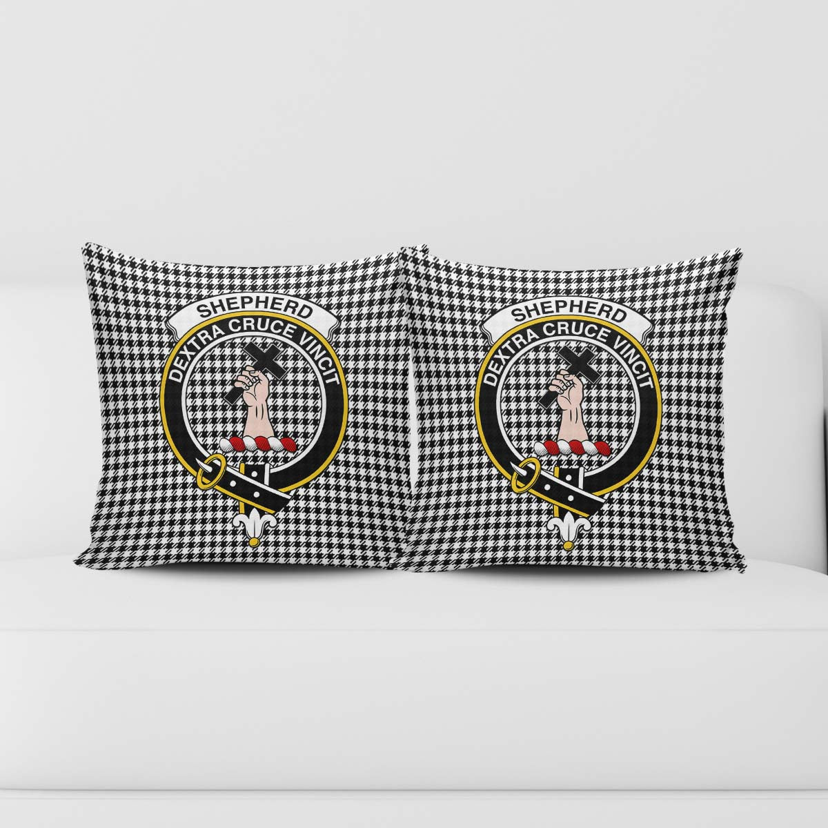 Shepherd Tartan Pillow Cover with Family Crest - Tartanvibesclothing