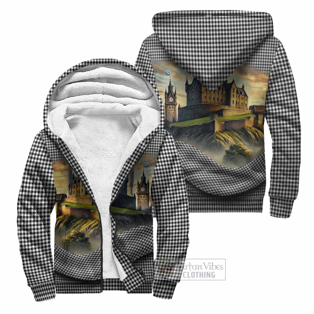 Tartan Vibes Clothing Shepherd Tartan Family Crest Sherpa Hoodie with Scottish Ancient Castle Style