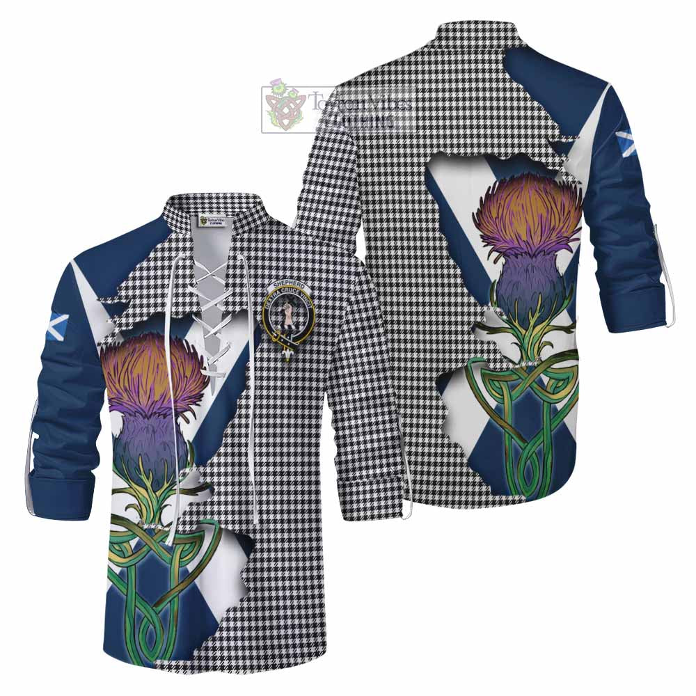 Tartan Vibes Clothing Shepherd Tartan Family Crest Ghillie Kilt Shirt Scottish Thistle Celtic Inspired