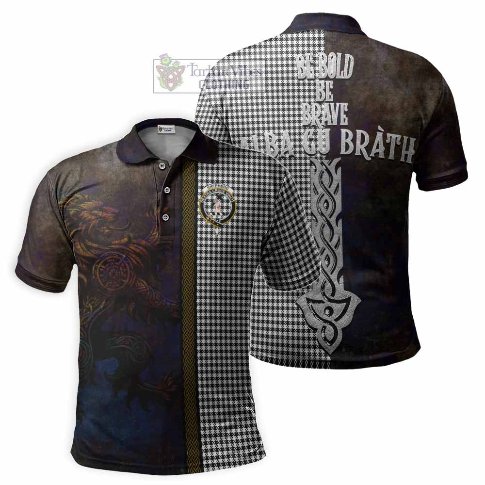 Tartan Vibes Clothing Shepherd Tartan Family Crest Polo Shirt Alba Gu Brath Be Brave Lion Ancient Style