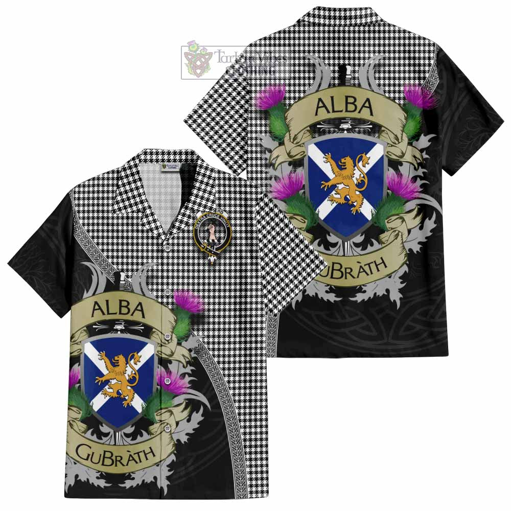 Tartan Vibes Clothing Shepherd Tartan Family Crest Short Sleeve Button Shirt Lion Rampant Royal Thistle Shield Celtic Inspired