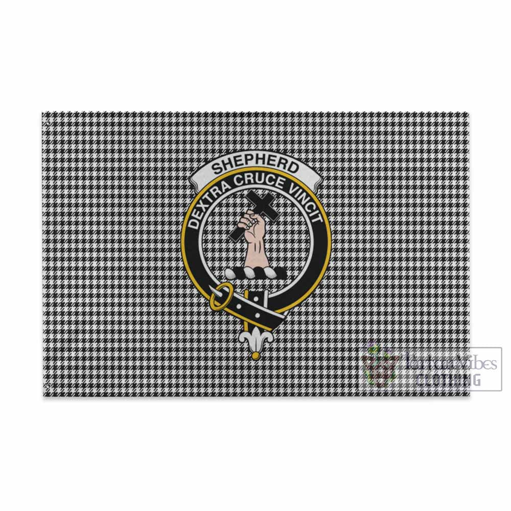 Tartan Vibes Clothing Shepherd Tartan House Flag with Family Crest