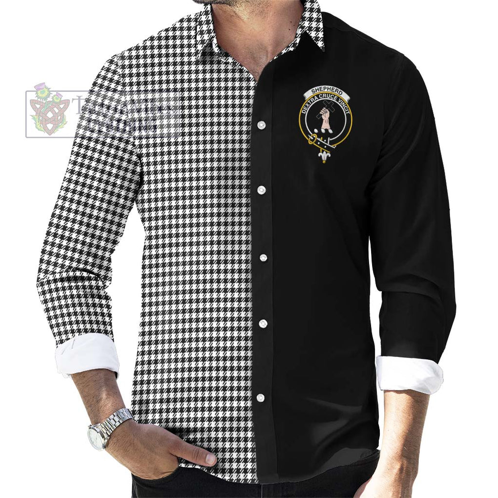 Shepherd Tartan Long Sleeve Button Shirt with Family Crest and Half Of Me Style - Tartanvibesclothing Shop